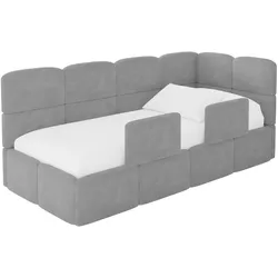 EINZELLBETT Jugendbett mit Bettkasten, Links - KIVY 90x200 Grau