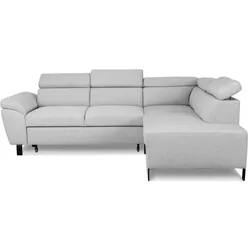 Casapy, Sofa + Bettsofa, Umwandelbares Ecksofa – 4 Personen – STAN – Souris-Stoff – 3 Kopfstützen – wendbar (Ecksofa)