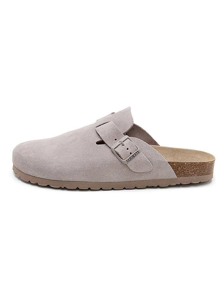 SABOKETS Leder-Clogs in Grau - 44