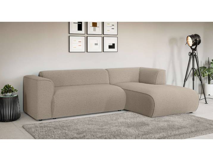 Ecksofa, 100% Polyester, Beige, 257×161 cm, Ottomane Rechts, Modern, Inosign