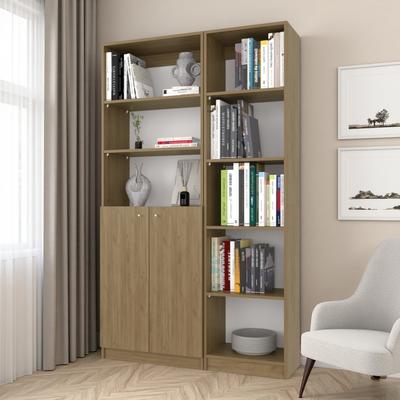 ZWYO HOSIMU "71.1"" 2-Piece Tall Bookcase Combo Set with Open Shelves, Closed Cabinet, Vertical Space-Saving Design & Modular Flexibility"
