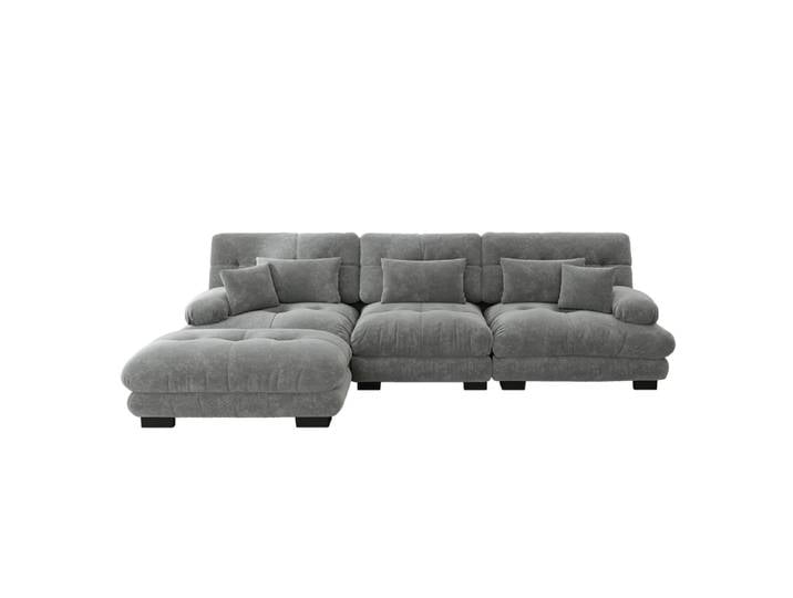 Canapé modulaire en chenille avec ottomans gris