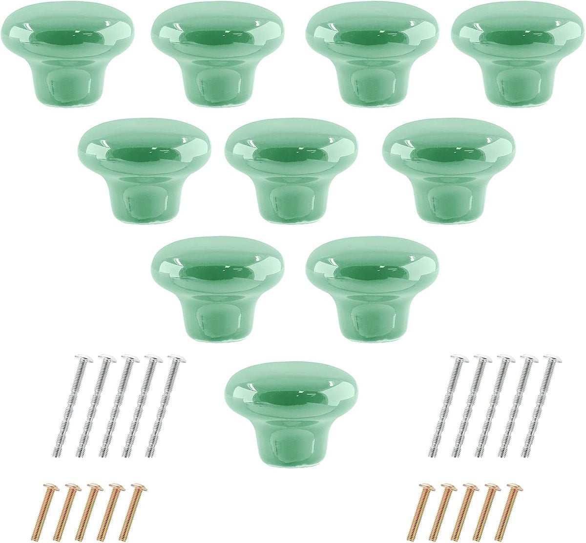 10x Vintage Keramische Kastknoppen, Ronde Deurknoppen Groen voor Keuken- en Buffetladen, Diameter: 32 mm