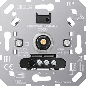 Jung Dimmer 1730 DD Standard LED, Unterputz, für LED-, Halogen- und Glühlampen, Drehdimmer