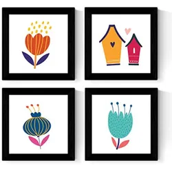 POSTER Set mit 4 Wildblumen Nordic Scandinavian 30x30 cm Rahmenlos