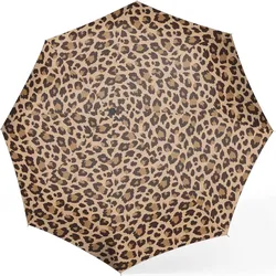 Pocket Duomatic Regenschirm, braun, Leopardenmuster
