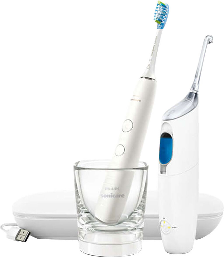 Philips mit DiamondClean 9000 Gerät zur Zahnzwischenraumreinigung, Erwachsener, Schallzahnbürste, Tägliche Pflege, Tiefenreinigung, Zahnfleischpflege, Whitening, Weiß, 62000 Bewegungen pro Minute, LED