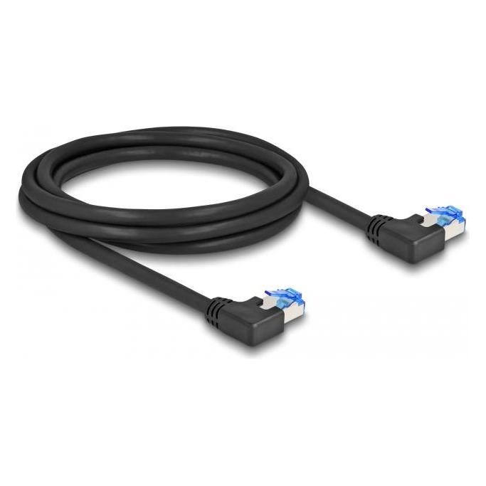 Delock RJ45 Netzwerkkabel Cat.6A S/FTP links gewinkelt 2 m schwarz (S/FTP, CAT6a, 2 m) (80211)
