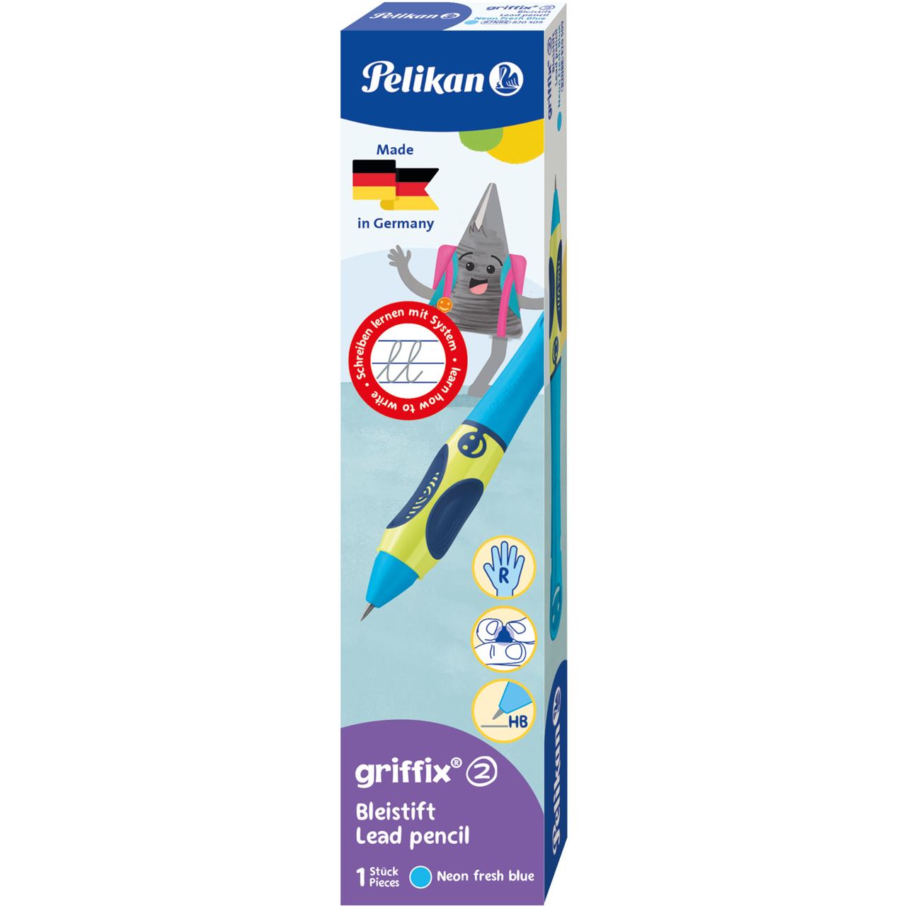 Pelikan griffix Bleistift Rechtshänder Neon Fresh Blue Faltschachtel