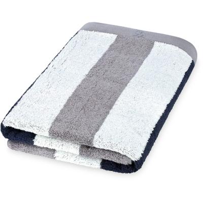 Duschtuch ROSS "Doubleface, Streifen/Uni", grau, B:70cm L:140cm, Frottier, Baumwolle, Handtücher, aus feinster Baumwolle