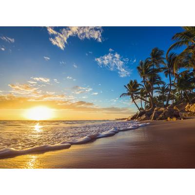 Fototapete PAPERMOON "Tropical in beach Sunrise", bunt, B:5m L:2,8m, Vlies, Tapeten