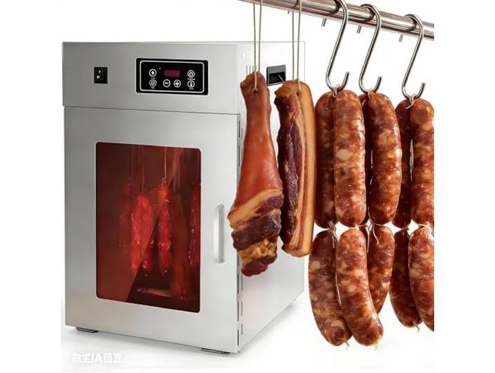 menglanchang Gewerblicher Elektrischer DöRrautomat,Fleischtrockner FüR Hausgebrauch-7,5Kg FassungsvermöGen,Edelstahl,Temperaturregelung 30-90°C,360° Drehbare DöRrkammer FüR Wurst,Speck HäHnchen