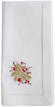 Saro Lifestyle Cotton Napkins With Embroidered Berry Branch Design (Set of 6)