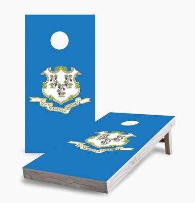 Skip's Garage Connecticut State Flag Cornhole Boards