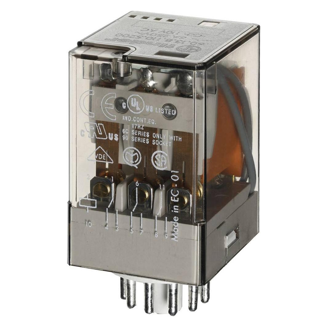 Finder Serie 60 - Industrielle Relais, Undecal, 110 VAC, 3 Kontakte Drucktaster + Anzeige (601381100040)