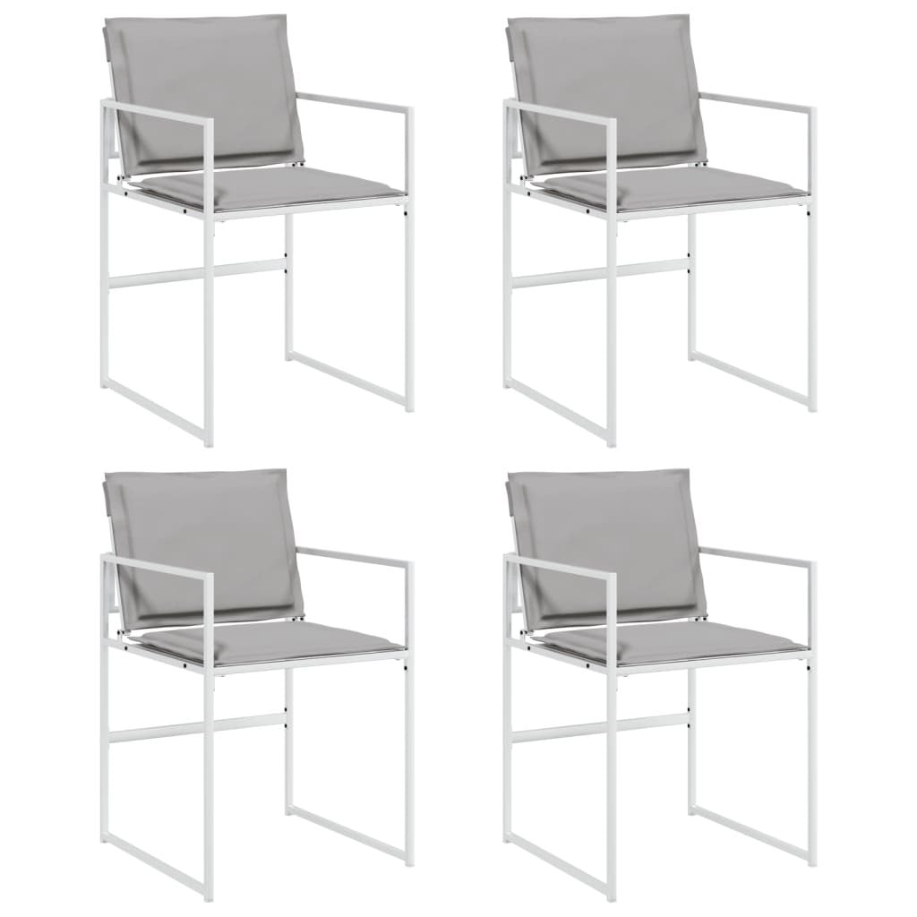 vidaXL Set van 4 Tuinstoelen met kussens, Wit, Staal en Textiel