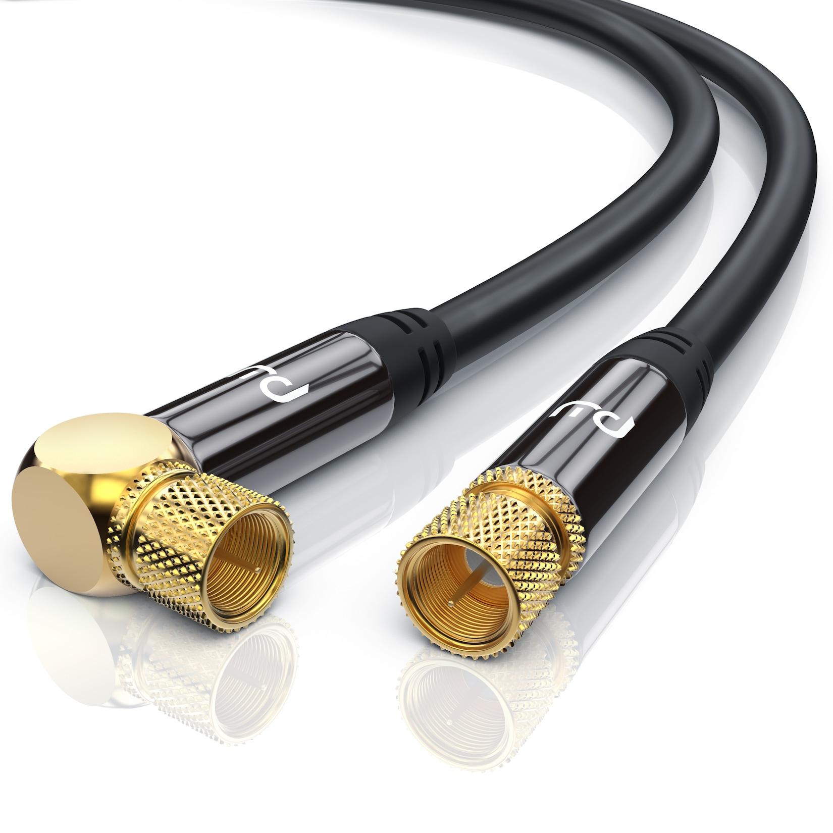 Primewire SAT-Kabel, Koax, F-Stecker, HDTV SAT Koax Kabel 90° gewinkelt, 4fach Schirmung, 135dB, 75Ohm - 10m