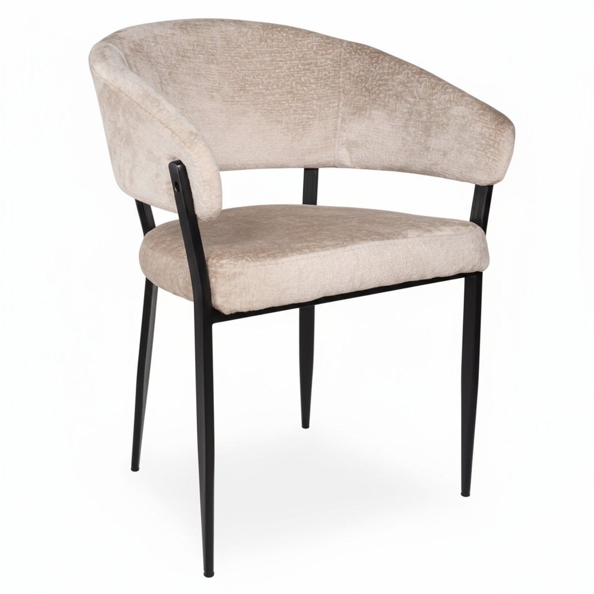 Lizzely Garden & Living Eetkamerstoel Ziva Japandi met armleuning beige chenille