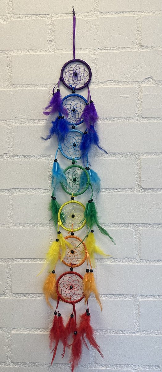 Impuls Dromenvanger met veren - Multicolour - Dia 8 cm x lengte 94 cm