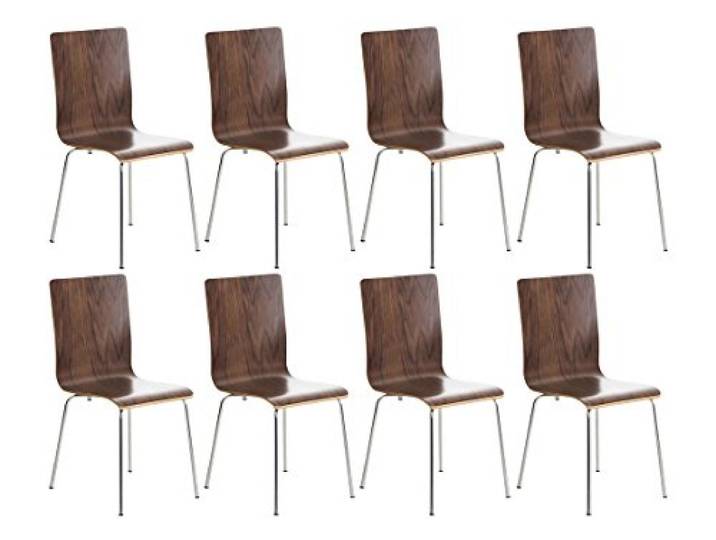 CLP 8er-Set Wartezimmerstuhl Pepe mit ergonomisch geformten Holzsitz und Metallgestell I 8X Konferenzstuhl erhältlich, Farbe:walnuss