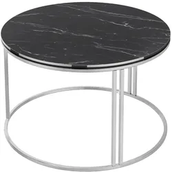 Helloshop26 - Runder Couchtisch 50 x 80 cm schwarzer und silberner Marmor