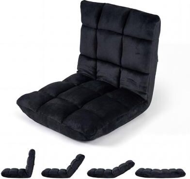 Costway Adjustable 14-Position Floor Chair Folding Lazy Gaming Sofa Chair-Black