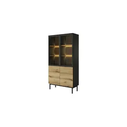 Vitrine   , schwarz , Maße (cm): B: 100 H: 188