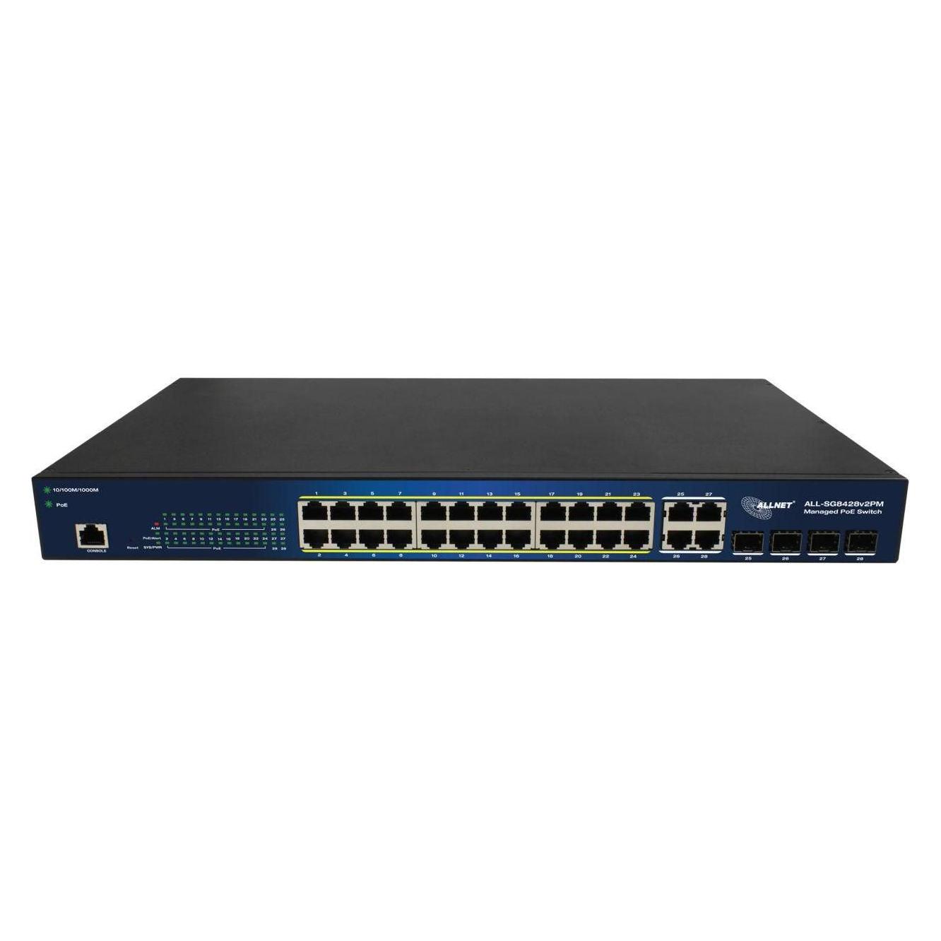 Allnet switch smart managed layer2 24 port? poe budget 370w? 24x poe at? 4x sfp? 19"? all-sg84 (24 Ports) (ALL-SG8428v2PM)