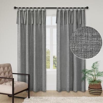 Awesome Home Linen Texture Tie Top Room Darkening Curtain Pair(2 panels)