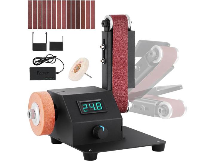 Mini ponceuse à bande électrique 350W, livrée avec 10 bandes abrasives de 1,2x15 pouces, adaptées pour