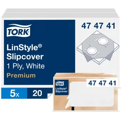Tork LinStyle® Mitteldecke Weiß, robust, 1-lagig, 80 cm × 80 cm, 5 × 20 Mittelde...