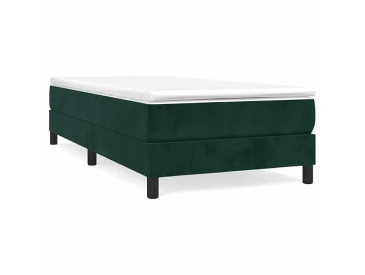 PUGYNBK Boxspringbett aus Samt, Dunkelgrün, 100 x 200 cm Taschenfederkernmatratze, mittlere Festigkeit, Holzlatten, weicher Schutz