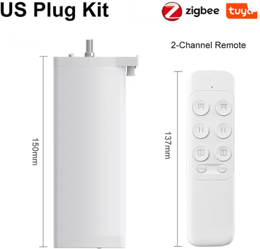Inspire Essentials Tuya Smart Zigbee WiFi Curtain Motor Silent Electric Shutter Motor With Remote And App Control us Plug (wifi)