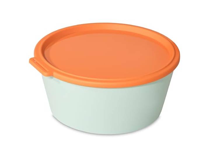 Koziol NORA BOX 2,2l Frischhaltedose mit Deckel bruchfest auslaufsicher biozirkulärer Kunststoff spülmaschinen- & gefriergeeignet melaminfrei Küche Camping Picknick (sweet green/strong coral)