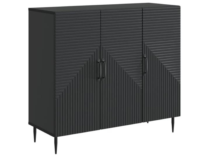 GKMBCVDFR Sideboard Schwarz 89 x 34,5 x 80 cm Holzwerkstoff Vintage Design, 90-Grad-Türen, Stauraumregale, Esszimmer, Wohnzimmer