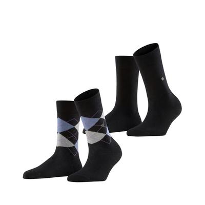 Socken BURLINGTON "Everyday Mix", Damen, Gr. 36-41, schwarz, Baumwollmischung, Argyle-Muster, normal, Socken Socken, Einheitsgröße 36-41, unifarben und Argyle-Muster