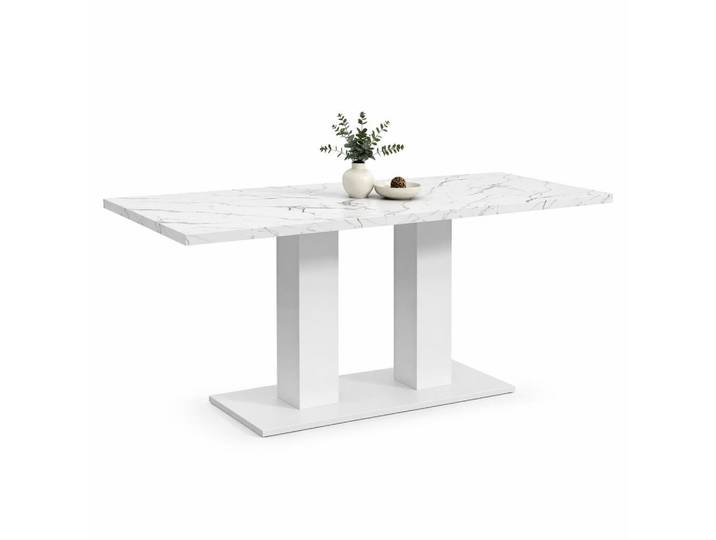 Stilvora Esstisch in Weiß Küchentisch ausziehbar, 6–8 Personen,verdickte Platte, minimalistischer Stil, B140–180/T70/H75cm, Metall, Rechteckig,Rechteckig, Bodenplatte, 180x75x70 cm, Esszimmer, Esstische