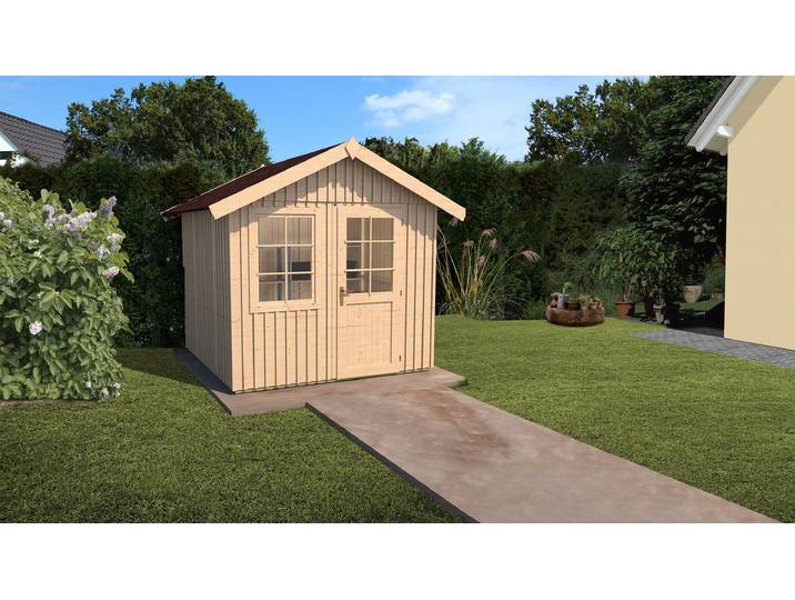 Gartenhaus WEKA Schwedenhaus 410 , beige (naturbelassen), Fußboden im Gartenhaus, ohne Dacheindeckung, Massivholz, Gartenhäuser, Gartenhaus, inklusive Fussboden