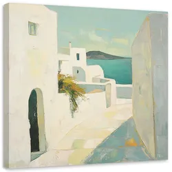 LEINWANDBILD Pastellfarbene Gebäude, Stadtabstraktion 60x60cm