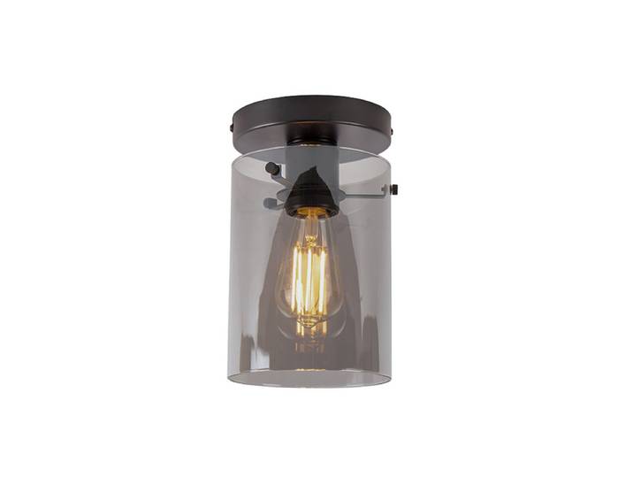 Plafonnier design noir avec verre fumé - Dome