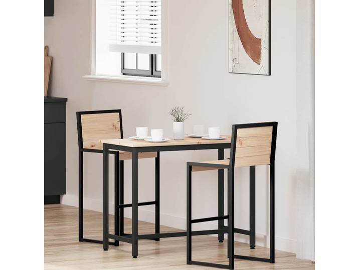 vidaXL Tisch Natur 100 x 50 x 77 cm Ingenieure Holz und Stahl