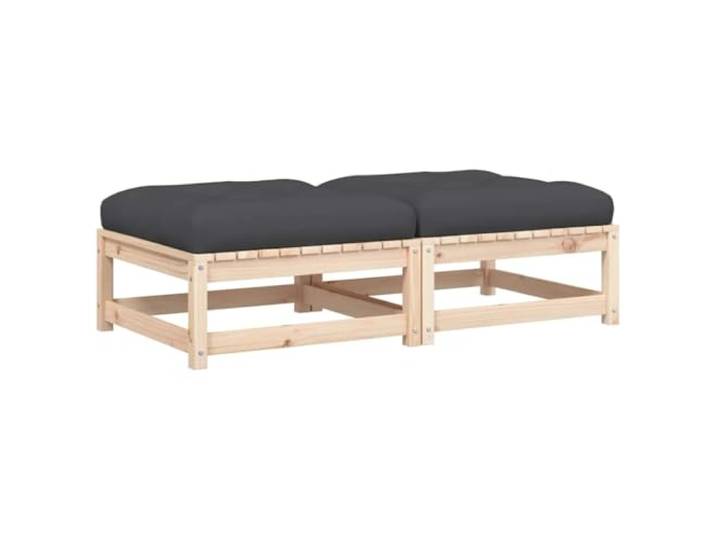 Coespram Gartenhocker mit Kissen 2 Stk Massivholz Kiefer Outdoor Modulare Holz Ottomane mit dicken Kissen in Anthrazit für Balkon Terrassen und Lounge-Ecken im Außenbereich