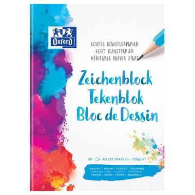 Oxford Zeichenblock A3 blanko, 20 Blatt, 120 g/m² echtes Künstlerpapier