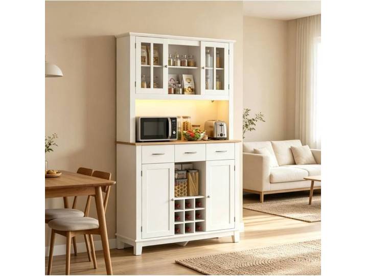 Cdiscount / Octopia France - Hochschrank mit RGB-LED-Beleuchtung - Praktischer Sideboard Moderner Aufbewahrungsschrank