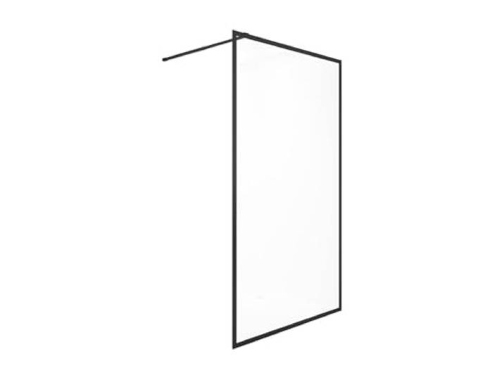 Vente-unique - Paroi de douche à l'italienne - 100 x 200 cm - Noir mat - Verre trempé - AMBERI