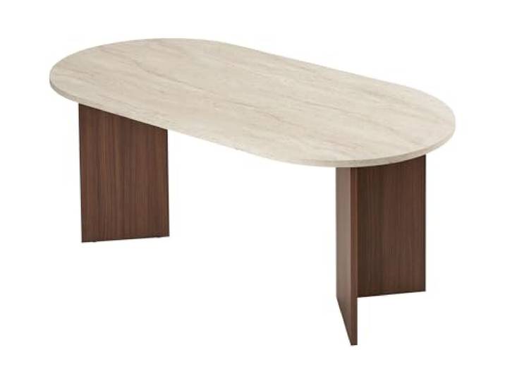Moderner Esstisch, 180 x 90 x 75 cm, Travertine & Walnuss-Farben 100% melaminbeschichtete Spanplatte, 25 mm Stärke stilvolles & langlebiges Design, perfekt für zeitgemäße Essbereiche