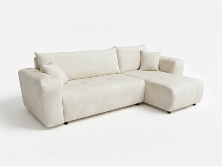 AKTION Creme Ecksofa SORELA, beidseitig ausziehbar + 2 Kissen gratis II. Wahl
