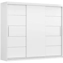 SCHWEBETÜRENSCHRANK ALBA ohne Spiegel Weiß, mit Profil LED 250cm