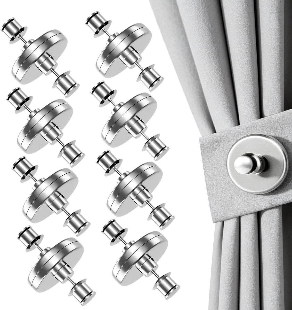 Magnetische Gordijnsluiting Grijs - 10 cm Gordijnklemmen voor Privacy