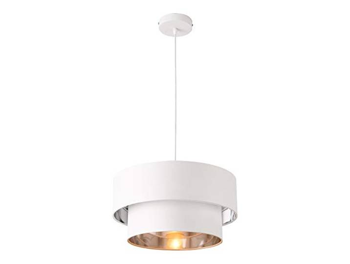 lux.pro Hängeleuchte Lopar E27 Deckenleuchte Hängelampe 40 cm Metall Stoff Weiß-Silber